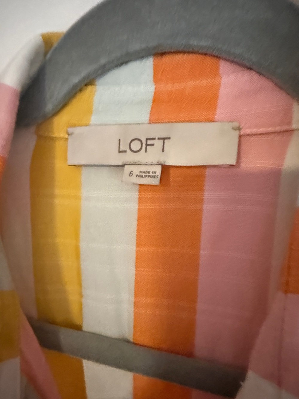 LOFT Striped Button-Front Midi Dress in Pink, Orange & Mustard - Picture 6 of 10
